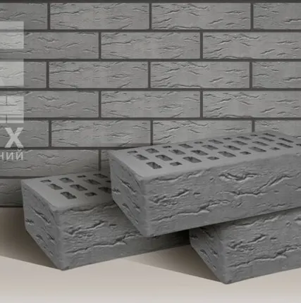 Фото №0 TEREX (Товарково) Кирпич лицевой керамический TEREX 1НФ Серый Рустик 250x120x65
