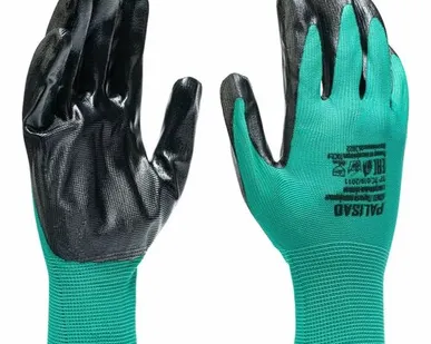фото Перчатки Palisad полиэфирные с чёрным нитрильным покрытием, размер 9, 13 класс вязки