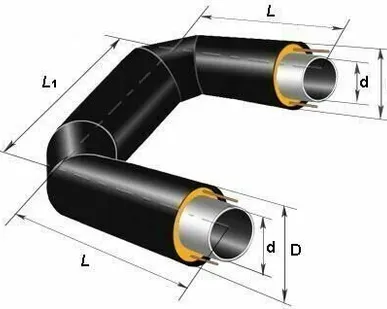 фото П-образный элемент ППУ-ПЭ 159 Тип 2 из черной трубы