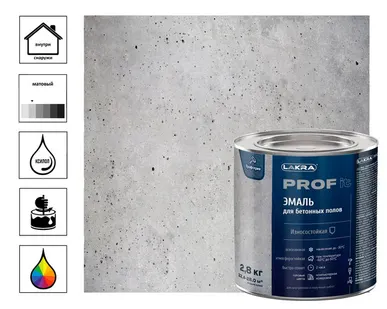 фото Эмаль Лакра Prof it для бетонных полов, быстросохнущая, база А, RAL 9003, 2,8 кг