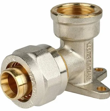 Фото №0 Угольник STOUT настенный с креплением 1/2 х20 для металлопластиковых труб винтовой