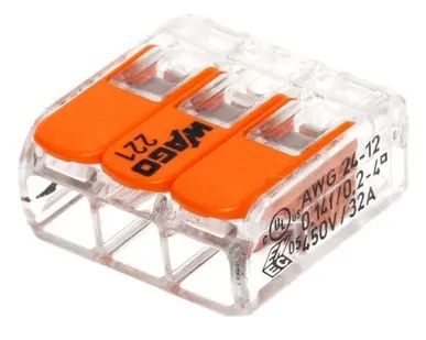 фото Клемма 3х(0,14-4кв.мм) компактная WAGO 221-413