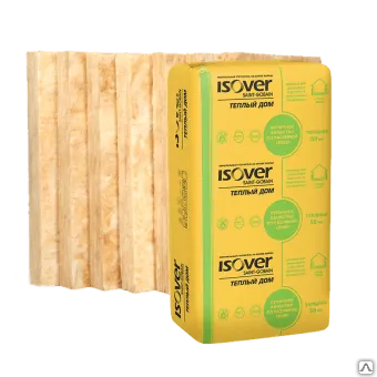 Фото №0 Минвата для стен 100 мм Изовер Теплый дом Плита, 5 м2, 610*1170 мм, 14шт