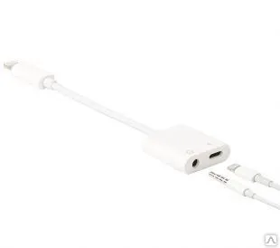 Фото №0 Адаптер USAMS 2в1 (Lightning) на (Lightning для зарядка) и (Jack 3.5 для на