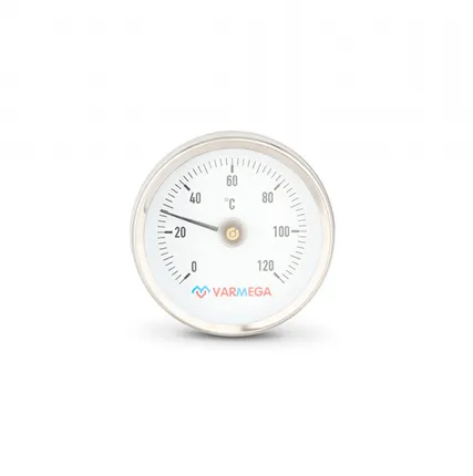 Фото №0 Термометр биметаллический Varmega накладной с пружиной, Ø корпуса=80 мм, t=0...120°С