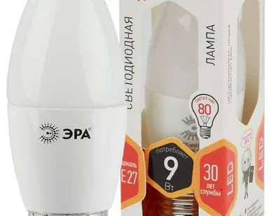 фото Лампа светодиодная B35-9w-827-E27 свеча 720лм ЭРА Б0027971
