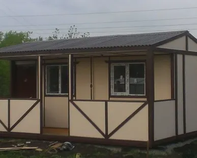 фото Бытовка дачная с верандой Альпийский стиль Шале 6000*4500