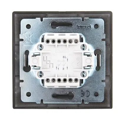 Фото №3 Выключатель 2-кл. 1п СП Мира 10А IP20 со вставкой черн. бархат LEZARD 701-4242-101