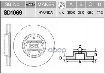 Фото №0 SD1069 SANGSIN BRAKE Диск тормозн. передн. iX35, Sportage III Sangsin brake арт. SD1069