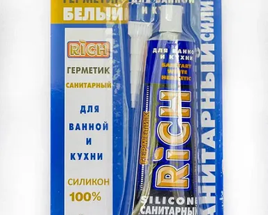 фото Герметик RICH силиконовый санитарный белый 85мл