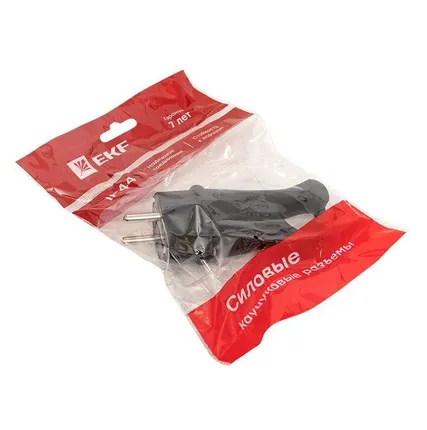 Фото №5 Вилка угловая с кольцом 230В 2P+PE 16А IP44 каучук Basic EKF RPS-017-16-230-44