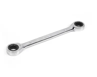 фото Ключ накидной двусторонний 12х13 мм трещоточный хромирование HORTZ