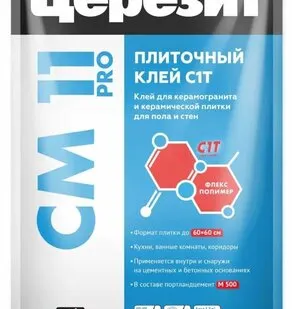 фото Клей СМ 11/5 Plus для керамогранита и керамической плитки для пола и стен Церезит