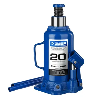 Фото №0 Гидравлический бутылочный домкрат ЗУБР Профессионал T50 (20т, 240-455мм)