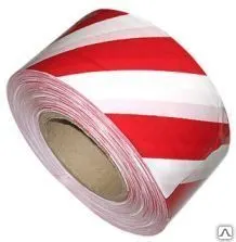фото Лента оградительная 50 мм (1*200 м) цв. белый/красный