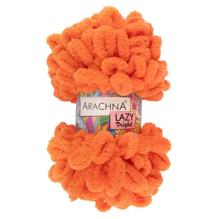 Фото №0 Пряжа ARACHNA "LAZY BRIGHT" 100% микрополиэстер 100 г 8.5 м №02 оранжевый неон