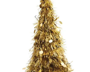 фото Елка мишура настольная золотая 26см