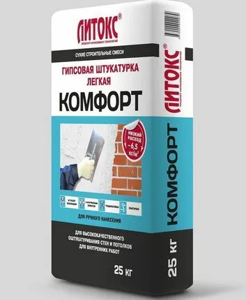 Фото №0 Штукатурка гипсовая Литокс "Комфорт" 25 кг