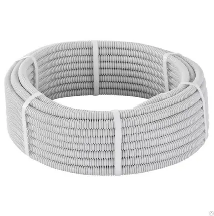 Фото №0 Труба гофрированная ПВХ 16мм с протяжкой строительная (100м)