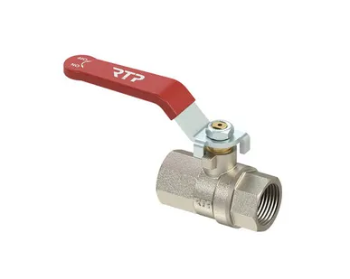 фото Кран шаровой ручка рычаг, латунь, внутренняя/внутренняя резьба 1/2",PN25 еврослот, никель, РТП