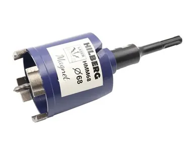 фото Коронка по бетону 68 мм алмазная в сборе, хвост.SDS+, Hilberg Laser Magnet