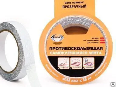 фото Лента противоскользящая самокл., прозрачная 20 мм*5м AVIORA 302-123