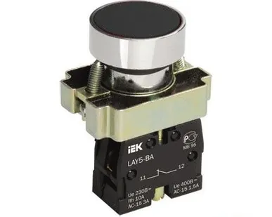 фото Кнопка управления черная LAY5-BA21 1нз без подсветки 240В IEK
