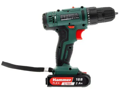 фото дрель-шуруповерт HAMMER Flex ACD18BS 18В Li-Ion 2Ач 2 аккумулятора