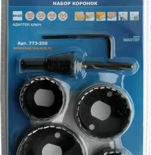 фото Набор HCS коронок (4 шт; 32, 35, 44, 54мм + адаптер) ПРАКТИКА 773-255