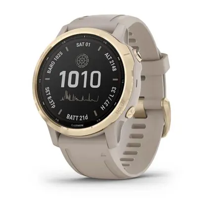 Фото №0 Часы Garmin Fenix 6S Pro Solar золотистый с песочным ремешком