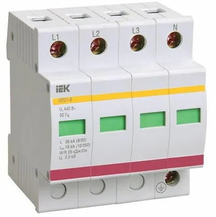 Фото №0 Ограничитель перенапряжения ОПС1-B 4P IEK MOP20-4-B