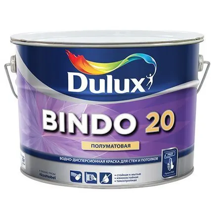 Фото №0 Краска  воднодисперсионная  для стен и Потолков "BINDO 20" 10л (BW)