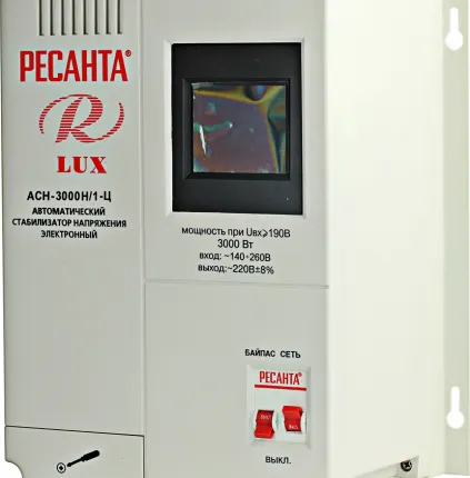 Фото №0 Стабилизатор напряжения однофазный РЕСАНТА АСН- 3 000 Н/1-Ц Lux
