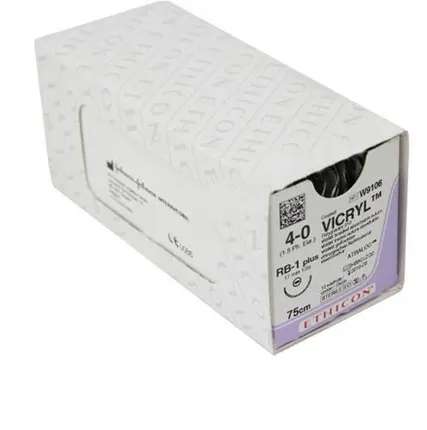 Фото №0 Викрил 4/0 ,75см,фиолет,Кол17мм (12шт. уп.) 1шт.