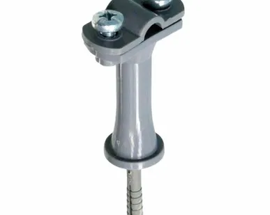 фото Ezetek 70678 Держатель проводника круглого 6-10 мм серый, высота 59 мм, пластик с дюбелем 40 мм