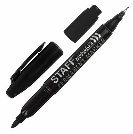 Фото №0 Маркер перм. двусторонний (STAFF) Manager, ЧЕРНЫЙ, наконечн. 0,8 мм / 2,2 мм 151625