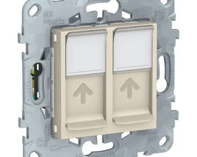 фото Механизм розетки компьютерная UNICA NEW RJ45 двойная кат.5е UTP беж. SchE NU542044
