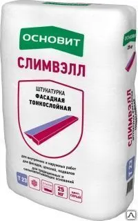 Фото №0 Штукатурка цементная PC 23 ОСНОВИТ СЛИМВЭЛЛ тонкосл. серая (2-10мм) 25кг