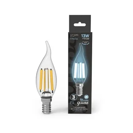 Фото №0 Светодиодная филаментная лампа Gauss Свеча на ветру 13W 1150Lm 4100K E14 104801213