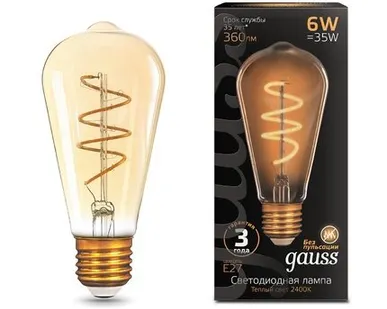 фото Светодиодная филаментная лампа Gauss ST64 6W 360Lm 2400K E27 157802006