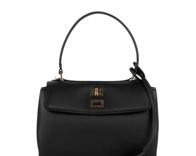 фото Черная кожаная сумка Литл Чарли с поворотным замком TJ COLLECTION YB 5226015 BLK