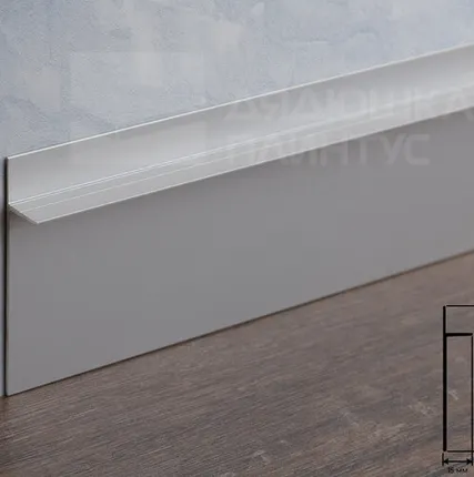 Фото №0 Неплинтус Профиль НЕПЛИНТУС 60х15х2500мм PKINSAA 60 Серебро матовое