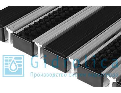 фото Придверная решетка Gidrolica Step - резина+щетка+скребок 390х590мм 30134