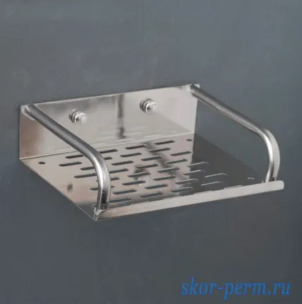 Фото №3 Мыльница настенная стальная, 15х11х4 см