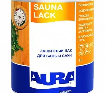 фото Лак для бань и саун (с воском) 1л AURA Sauna