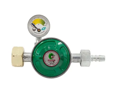 фото DRAGONKIT DK-004, Регулятор давления газа с предохранительным клапаном, кнопкой и манометром (00-00002765)