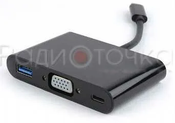фото Переходник USB Type-C - VGA Gembird A-CM-VGA3in1-01, USB Type-C/VGA + USB3 + подзарядка USB-C, 15см