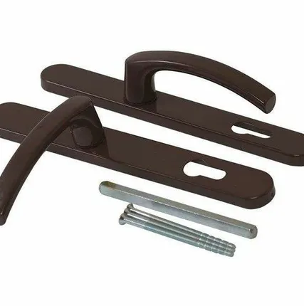 Фото №0 Гарнитур нажимной FKS подпружиненный, со сплошной накладкой (30мм), с закрытыми винтами , Коричневый RAL8019