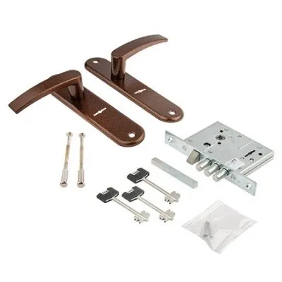 Фото №0 Замок врезной сувальдный с защёлкой в комплекте с ручкой