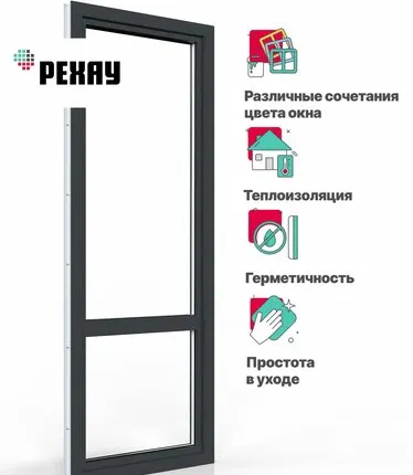 Фото №0 REHAU Пластиковая дверь ПВХ балконная REHAU BLITZ 2100х800 мм (ВхШ), левая, двухкамерный стеклопакет, антрацитово-серый снаружи